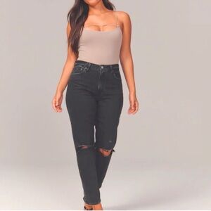 Abercrombie & Fitch The Mom High Rise Jeans In Washed Black Size 4 Short Curvy